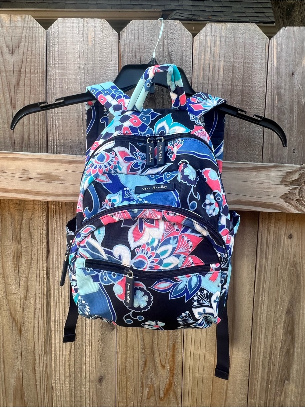 Vera Bradley Mini Backpack Blue Pink Floral Paisley Print Adjustable Straps